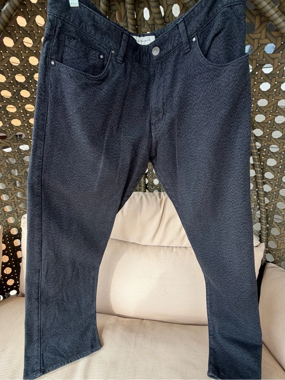 Calvin Klein Jeans Men’s Dark Grey Textured Straight Leg Pants 36x30